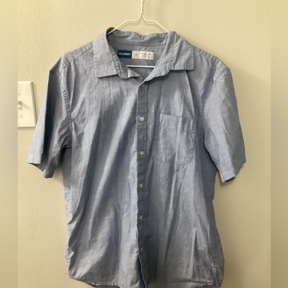 Men’s Old Navy Medium Everyday Short Sleeve Button Down Blue Shirt - Picture 1 of 1